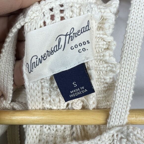 Universal Thread Beige Cotton Crochet Knit Sleeveless Romper Sz S NWT - Picture 8 of 14